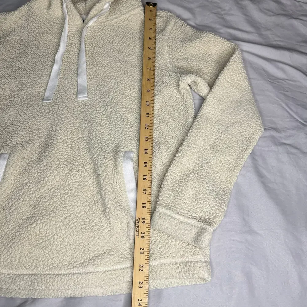 Abercrombie & Fitch Womens XS Cream Sherpa Fleece Hoodie Pullover A&F Cozy